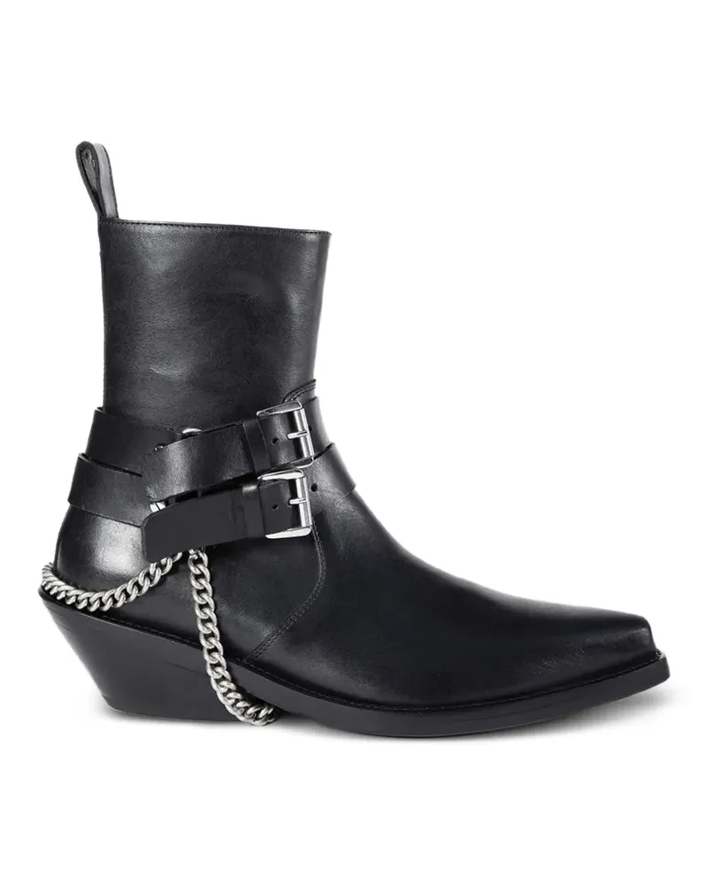 Ann Demeulemeester Kiril Santiago buckled chain-detail boots - Schwarz Schwarz