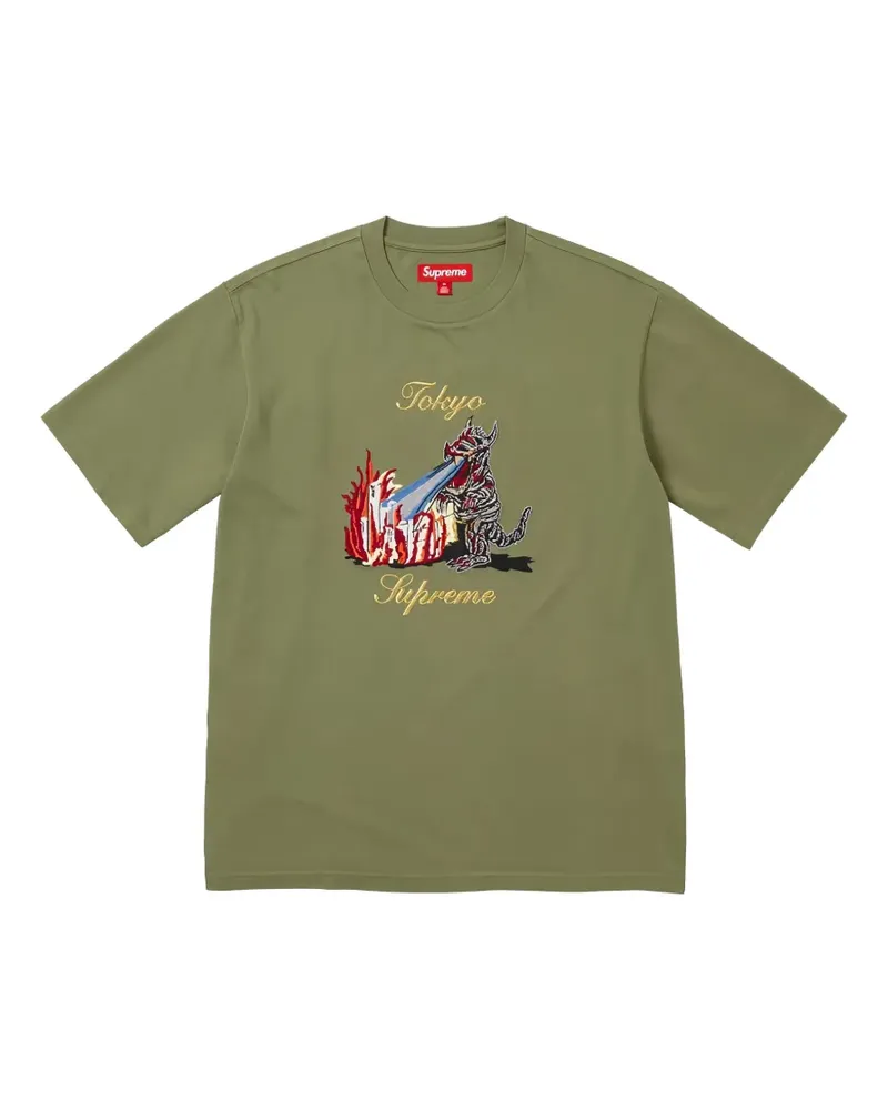 Supreme Being T-Shirt mit Monster-Stickerei - Grün Grün