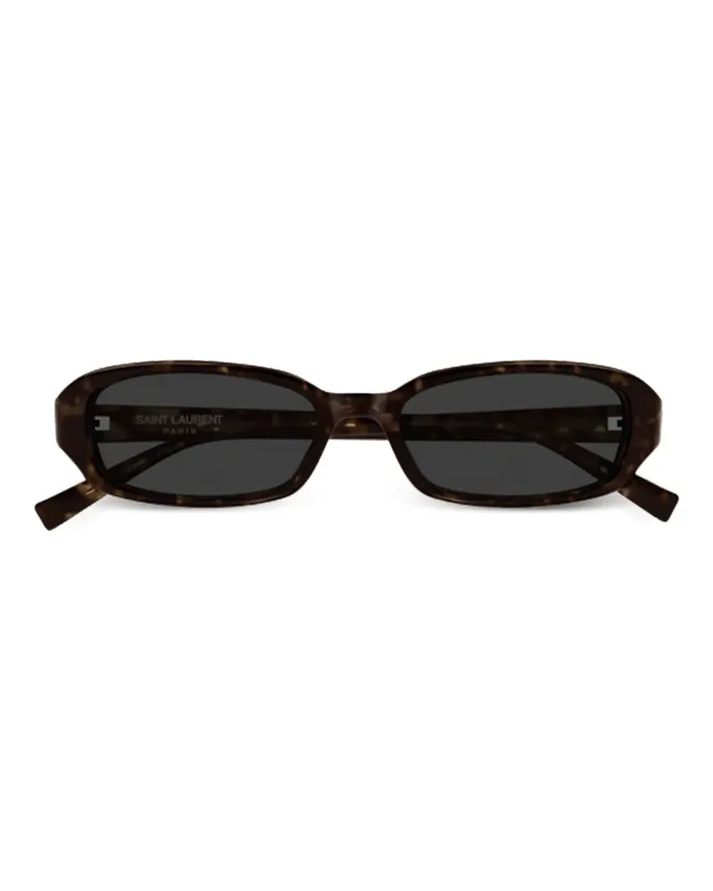 Saint Laurent tortoiseshell-effect rectangle-frame sunglasses - Braun Braun