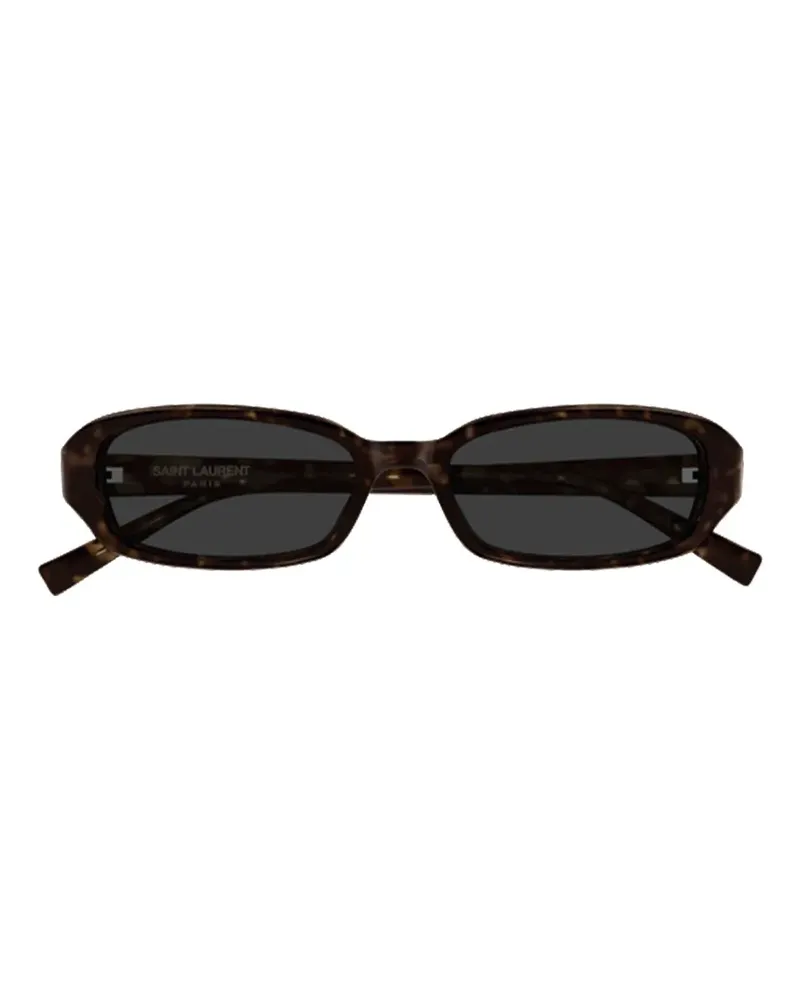 Saint Laurent tortoiseshell-effect rectangle-frame sunglasses - Braun Braun