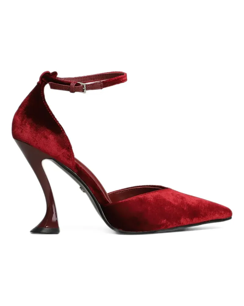 Lola Cruz Eugenia 95 Pumps aus Samt mit Knöchelriemen - Rot Rot