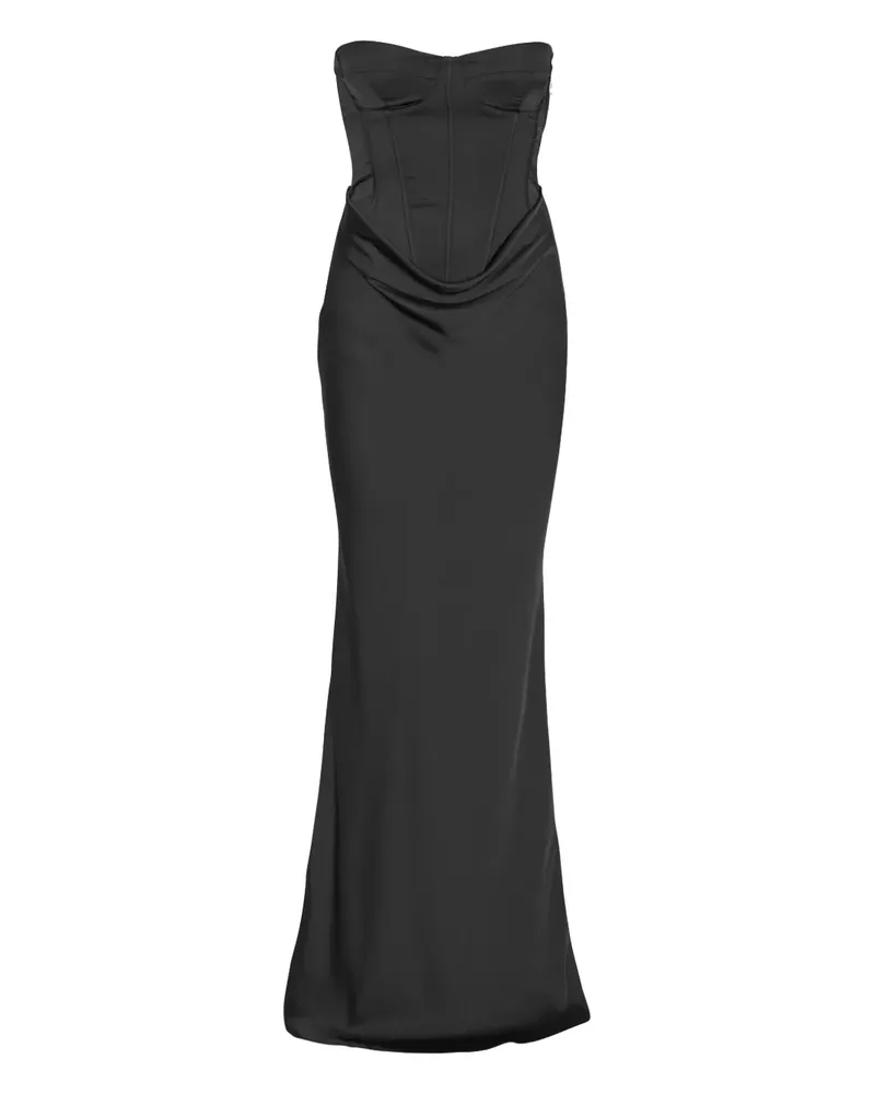 ROTATE Birger Christensen Maxikleid mit Corsage - Schwarz Schwarz