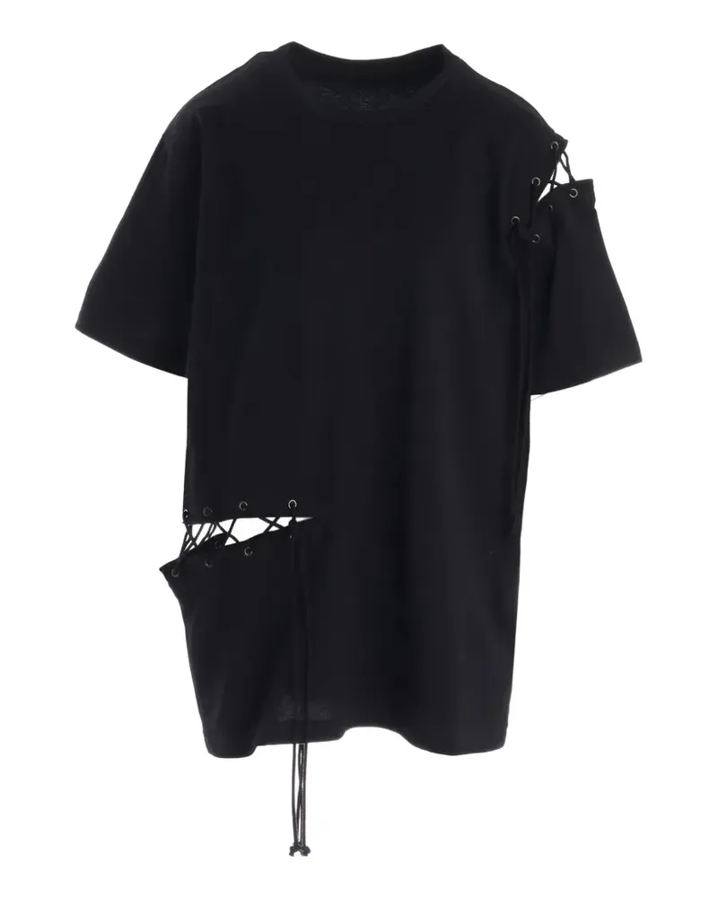Yohji Yamamoto lace-up T-shirt - Schwarz Schwarz