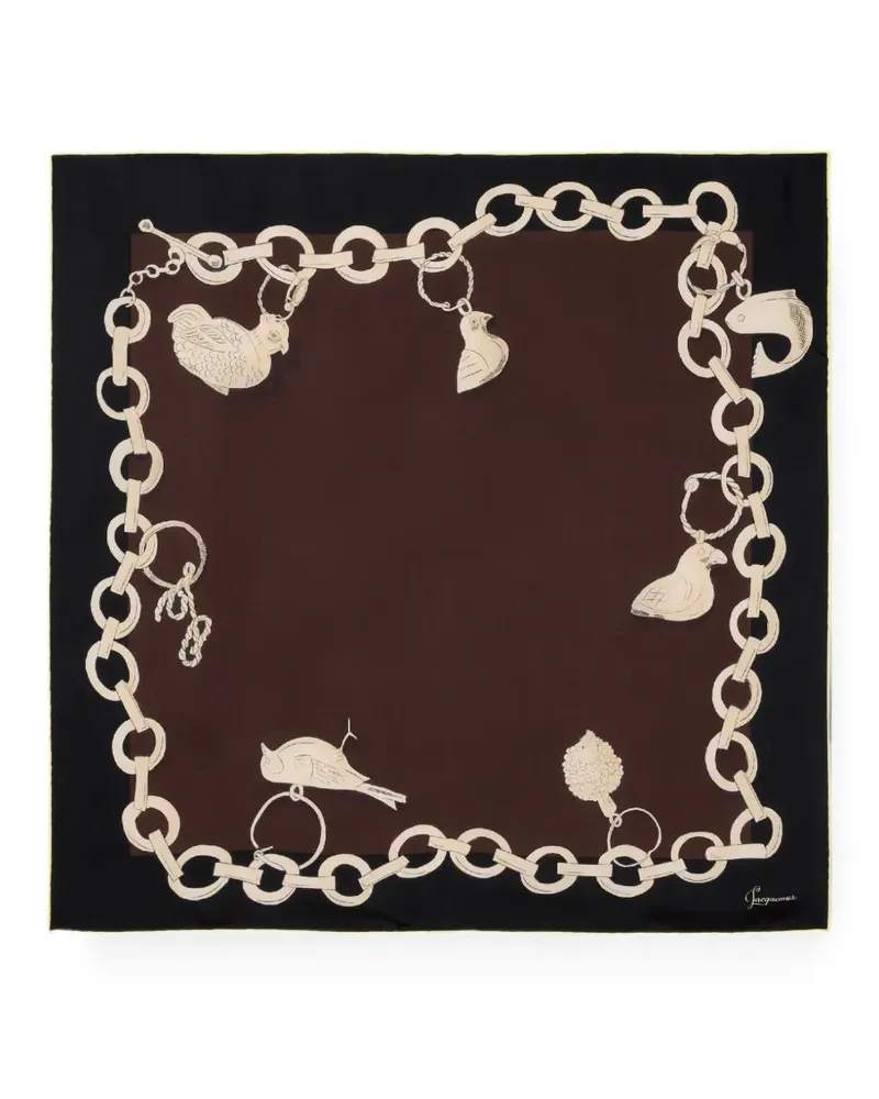 Jacquemus Seidenschal mit Ketten-Print - Schwarz Schwarz