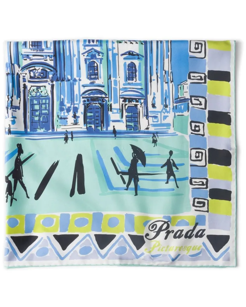 Prada Schal mit Pittoresque 90 Milan-Print - Blau Blau