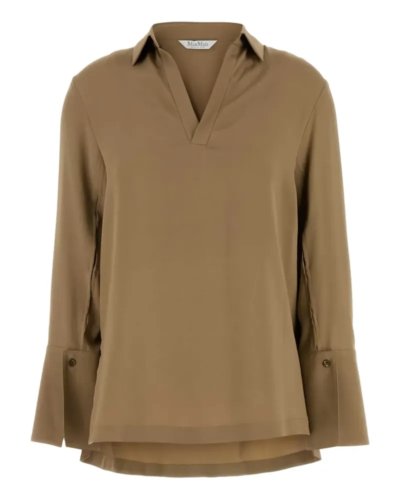 Max Mara Bluse mit V-Ausschnitt - Braun Braun