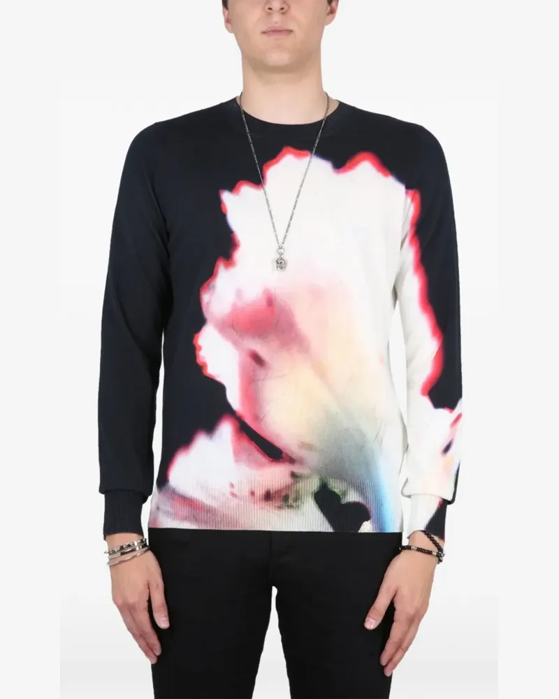 Alexander McQueen Sweatshirt mit Solarised Flower-Print - Schwarz Schwarz