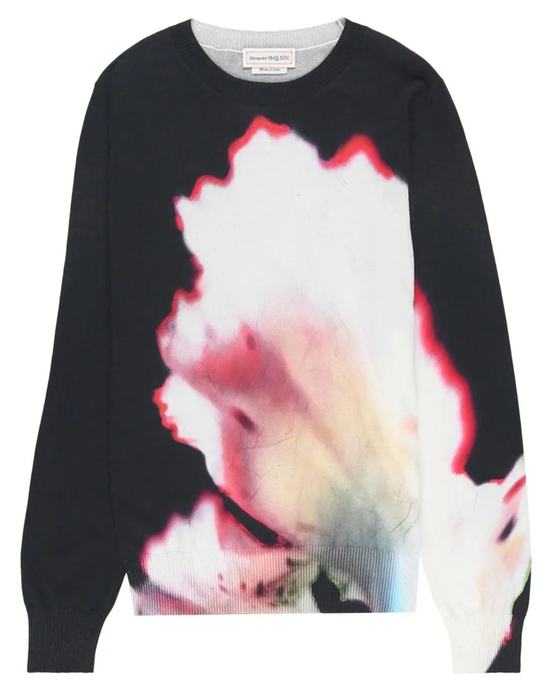 Alexander McQueen Sweatshirt mit Solarised Flower-Print - Schwarz Schwarz