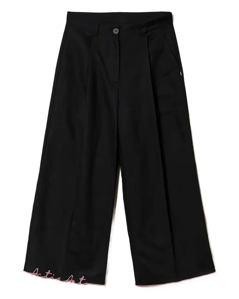 Twin-Set Weite Hose mit Stickerei - Schwarz Schwarz