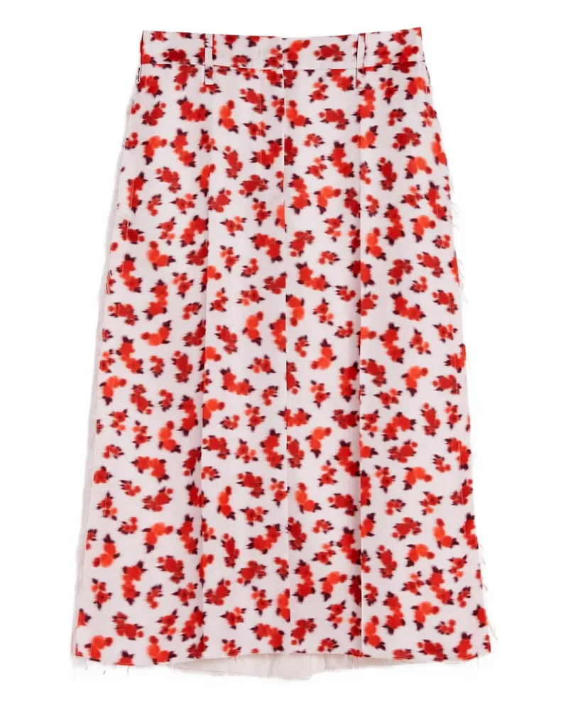 Jil Sander Midirock mit Blumen-Print - Rosa Rosa