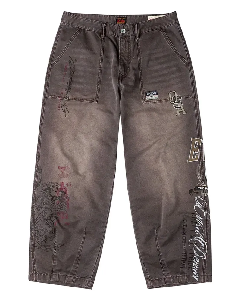 Evisu Jeans mit grafischem Print - Braun Braun