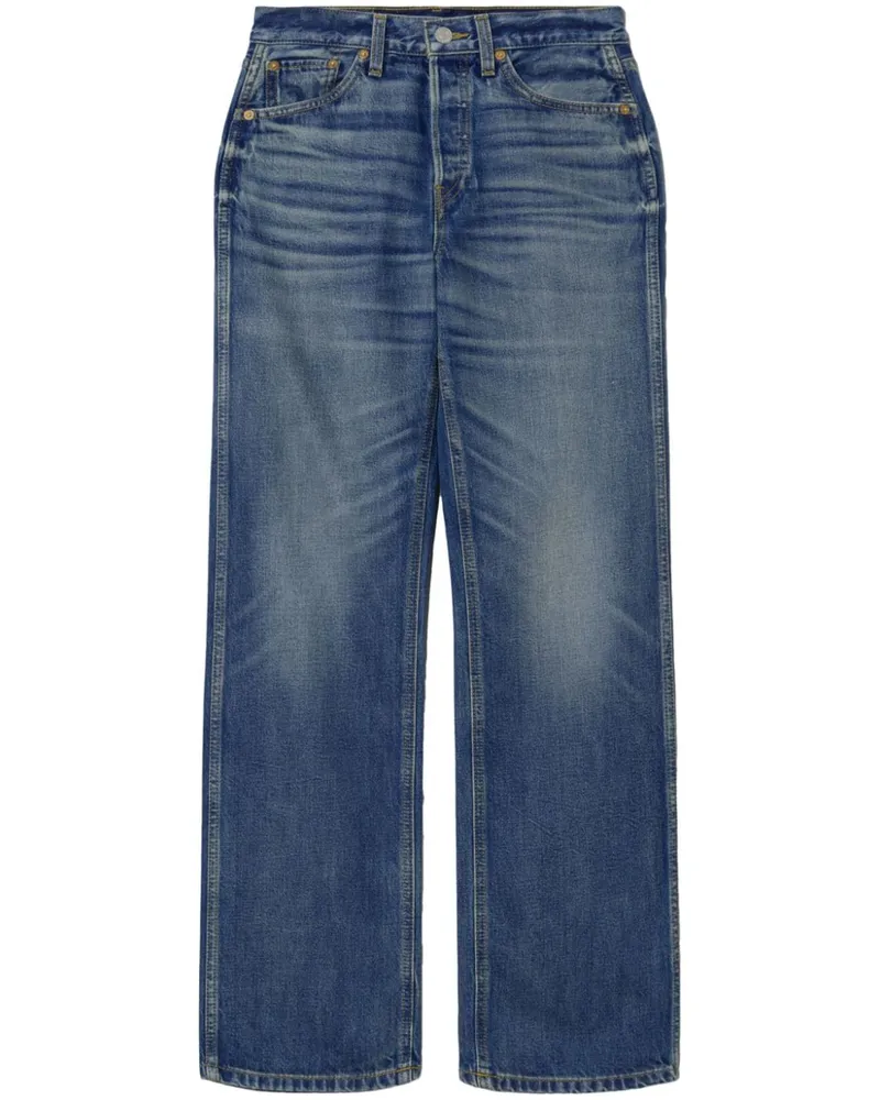 RE/DONE Gerade Jeans mit Tragefalten - Blau Blau