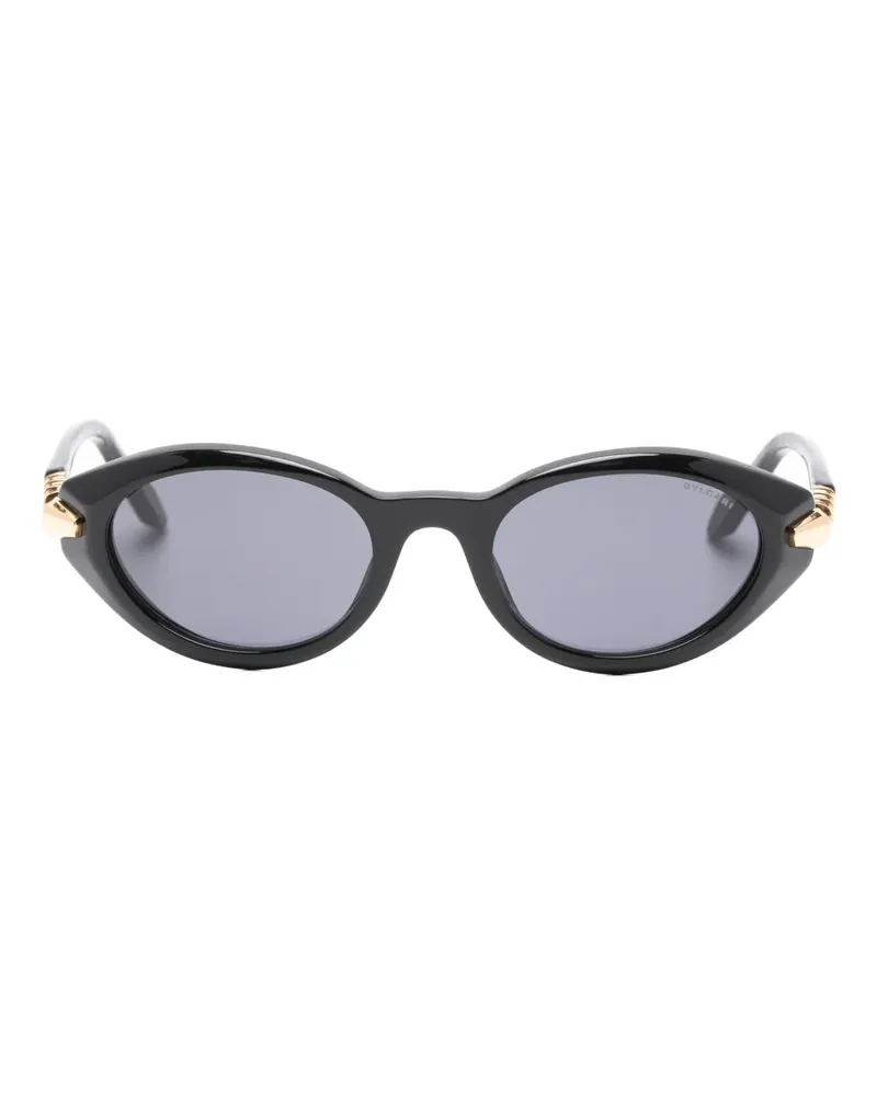 Bulgari Sonnenbrille mit ovalem Gestell - Schwarz Schwarz