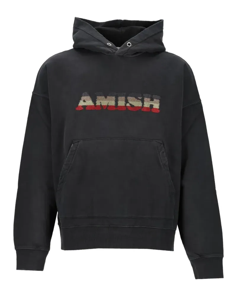 Amish Sun Fade Hoodie mit Logo-Stickerei - Schwarz Schwarz