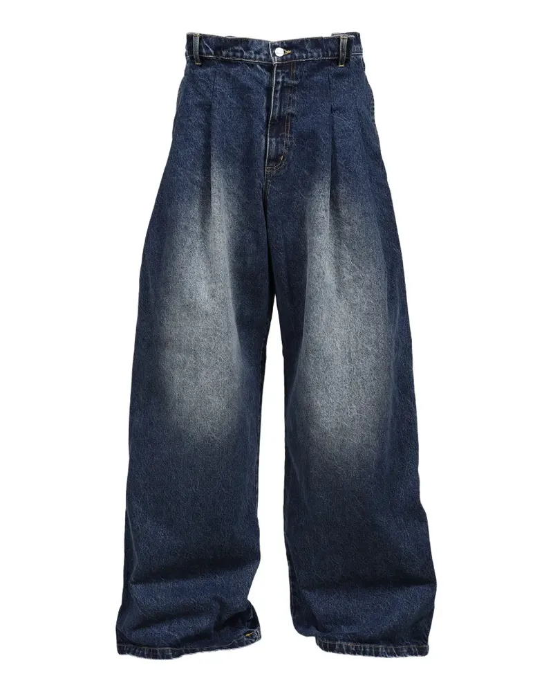 Natasha Zinko pleated wide-leg jeans - Blau Blau