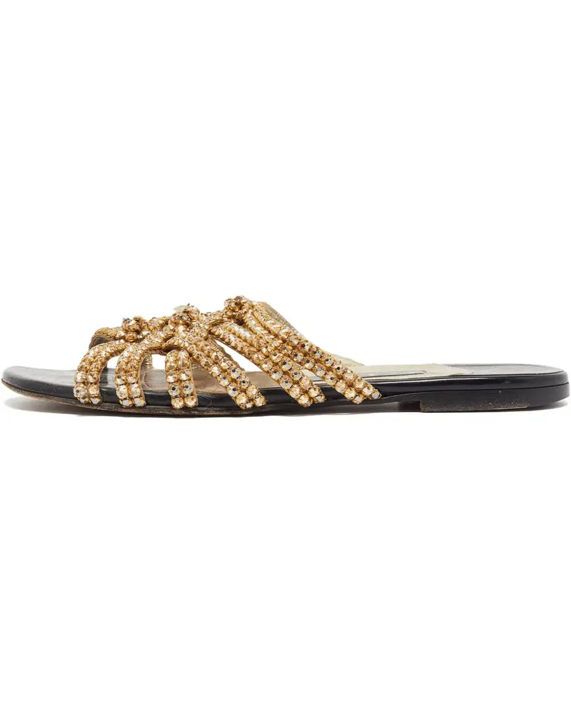 Gina Pre-owned Riemensandalen mit Perlen - Gold Gold