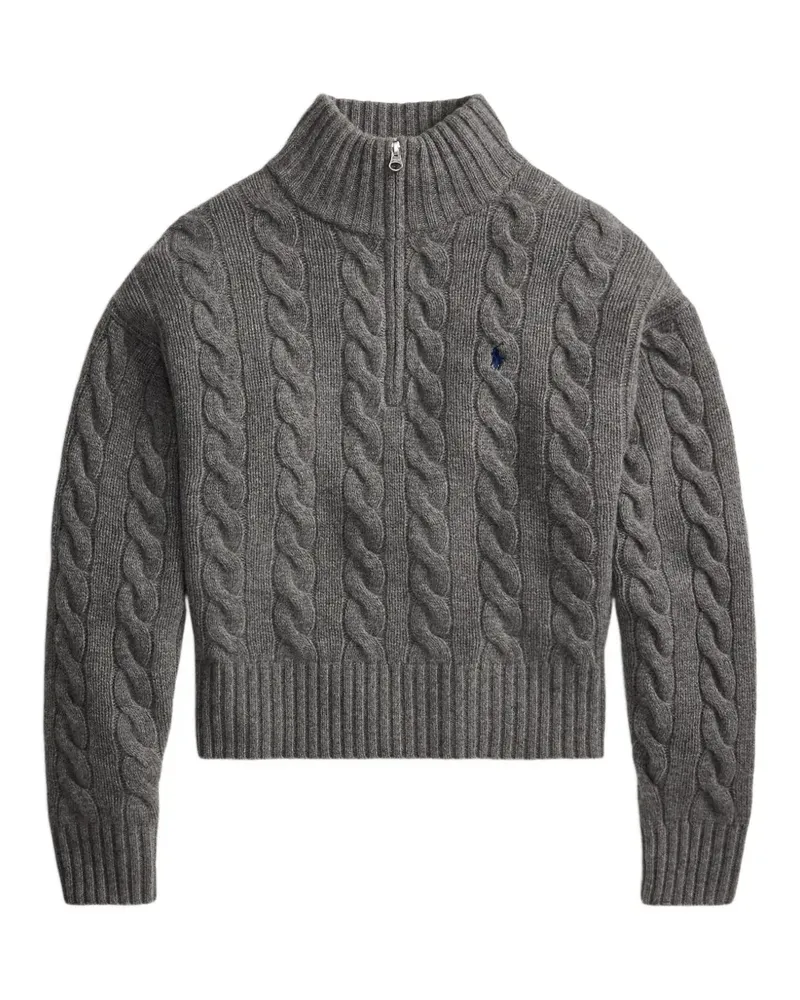 Ralph Lauren Pullover mit Zopfmuster und Logo-Stickerei - Grau Grau