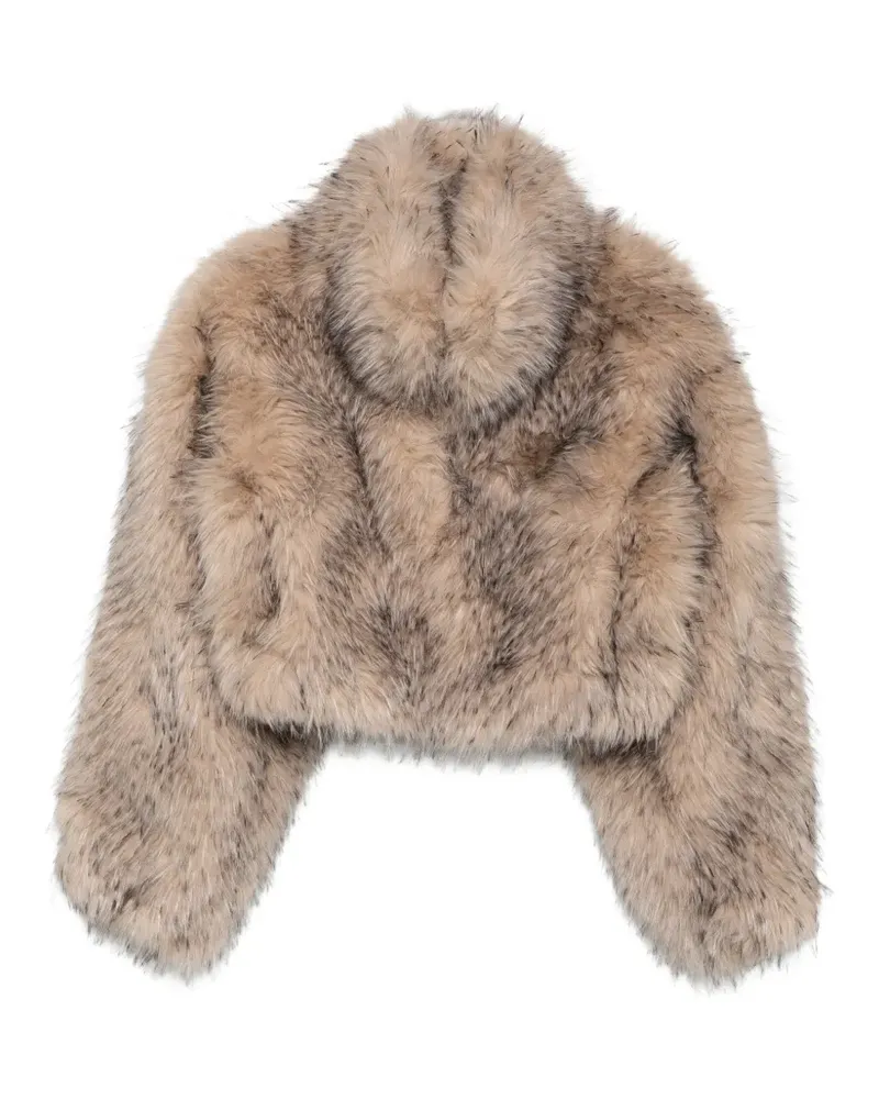 ROTATE Birger Christensen Cropped-Jacke aus Faux Fur - Nude Nude