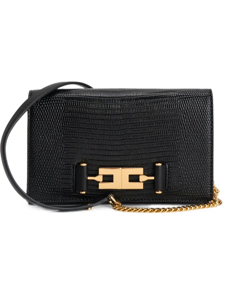 Elisabetta Franchi Schultertasche mit Logo-Schild - Schwarz Schwarz