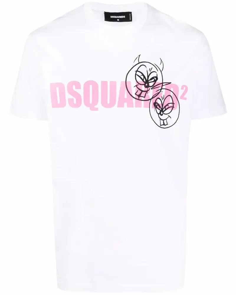 Dsquared2 T-Shirt mit Logo-Print - Weiß Weiß
