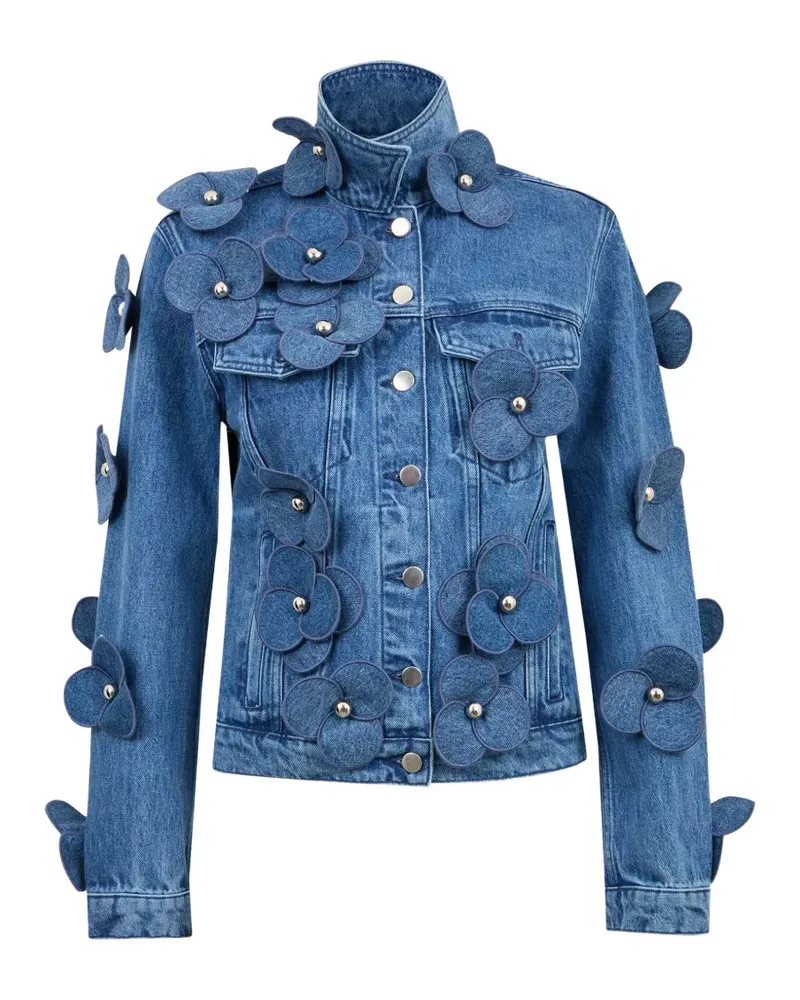 David Koma Jeansjacke mit Blumenverzierung - Blau Blau