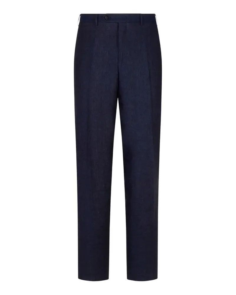 Canali pressed-crease linen trousers - Blau Blau