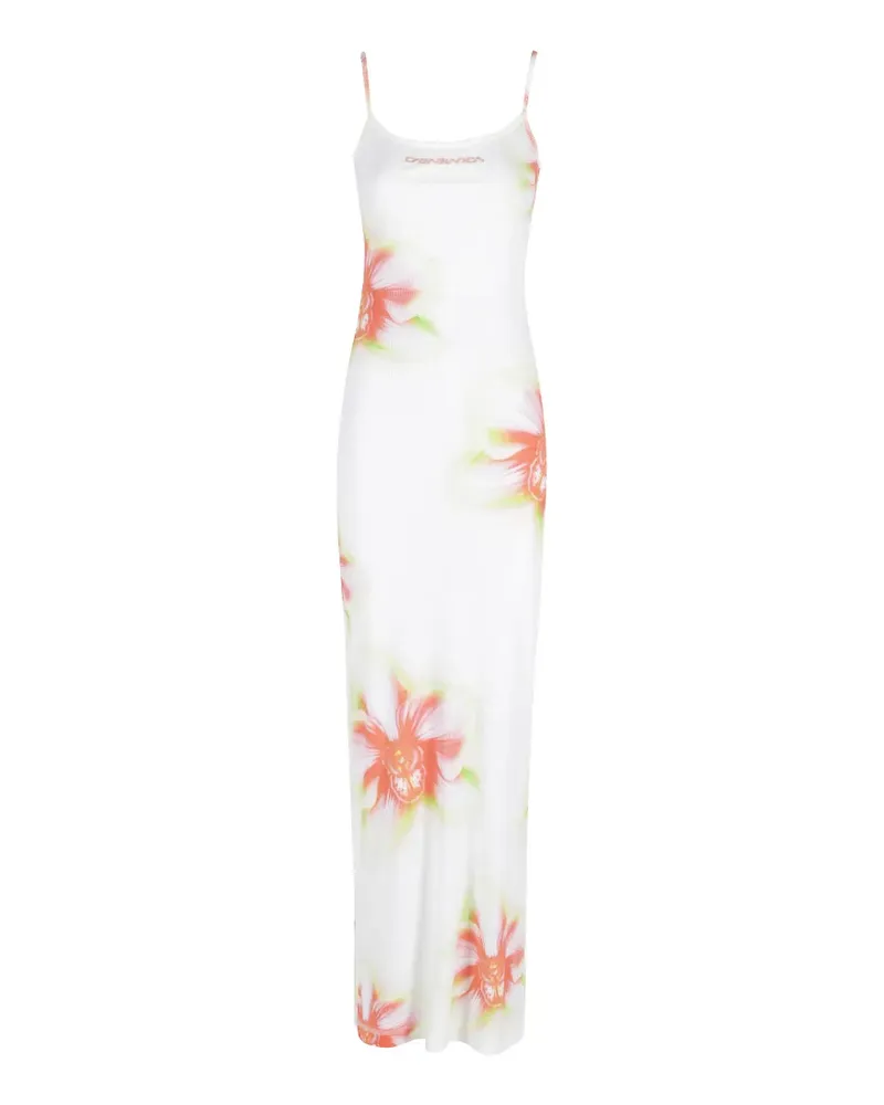 Casablanca Paris The Glitch Orchid floral-print ribbed maxi dress - Weiß Weiß