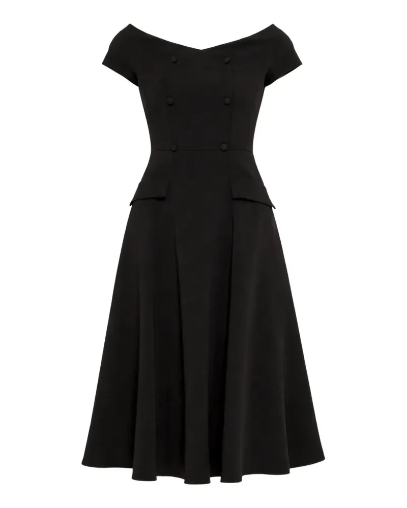 NISSA A-line button crepe dress - Schwarz Schwarz