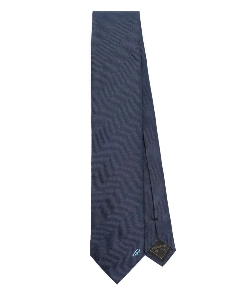 Brioni Jacquard-Krawatte mit Logos Blau
