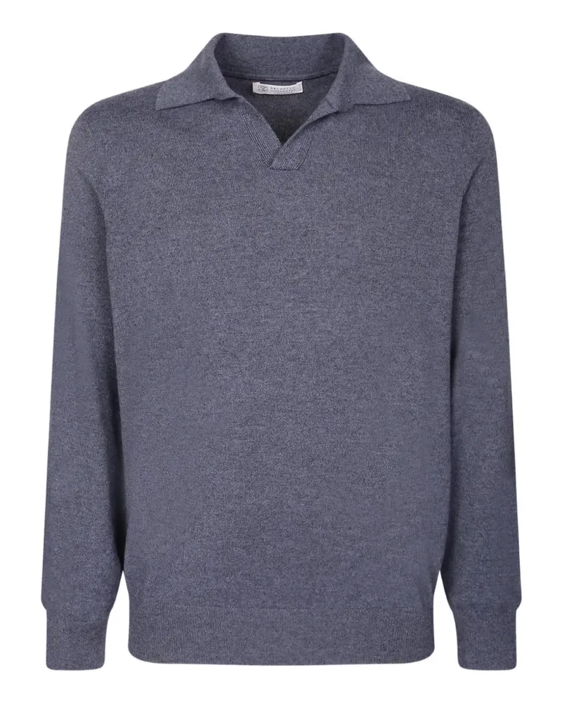 Brunello Cucinelli spread-collar knitted sweater - Blau Blau