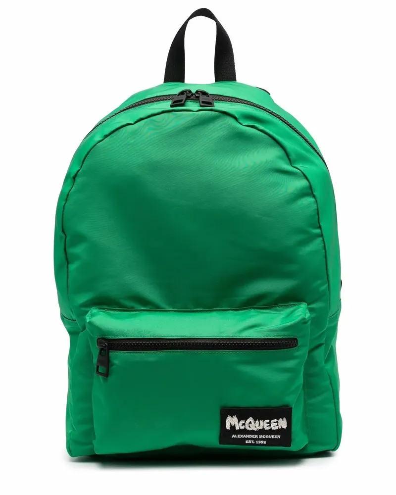 Alexander McQueen Rucksack mit Logo-Patch - Grün Grün