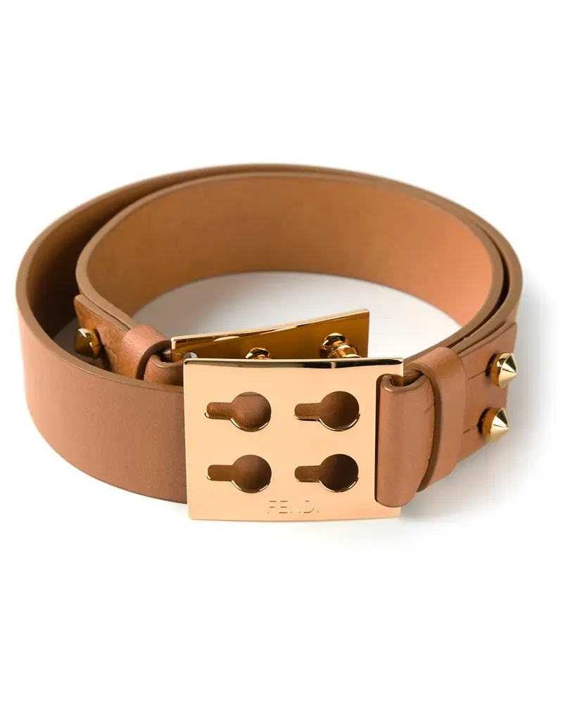 Fendi Ledergürtel mit Druckverschluss - Nude Nude