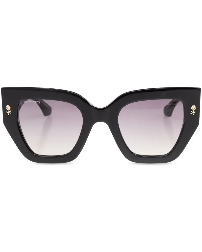 Etro Eckige Sonnenbrille mit Logo-Print - Schwarz Schwarz