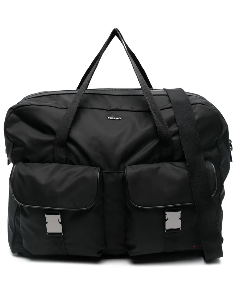 Kiton Reisetasche mit Logo-Schild - Schwarz Schwarz