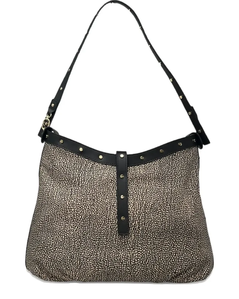 Borbonese Schultertasche mit Nieten - Grau Grau