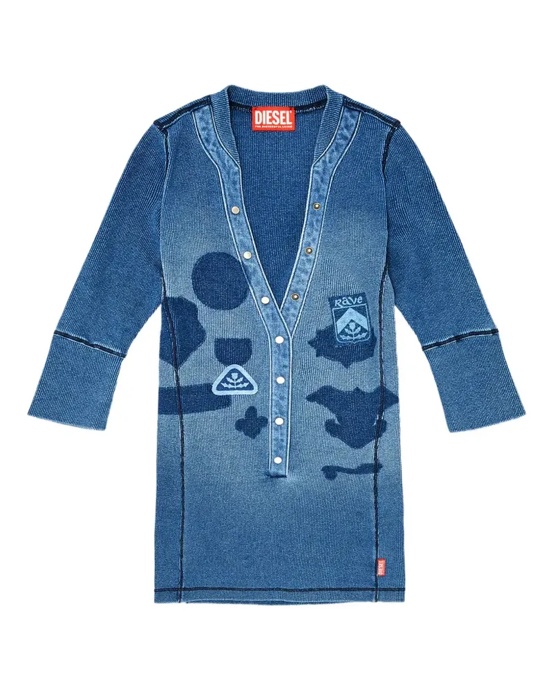 Diesel Henley top with shadow-patch effects - Blau Blau