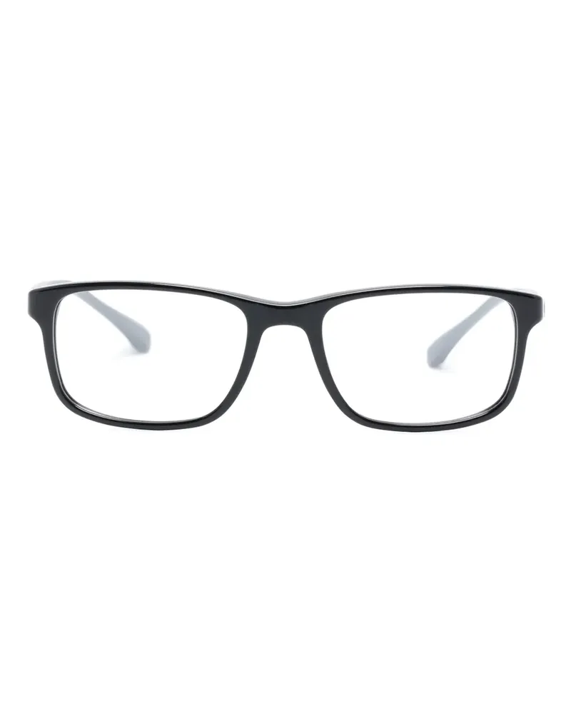 Emporio Armani Eckige Brille mit Logo-Schild - Schwarz Schwarz