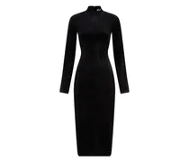 Glitter-Kleid mit Stehkragen - Schwarz