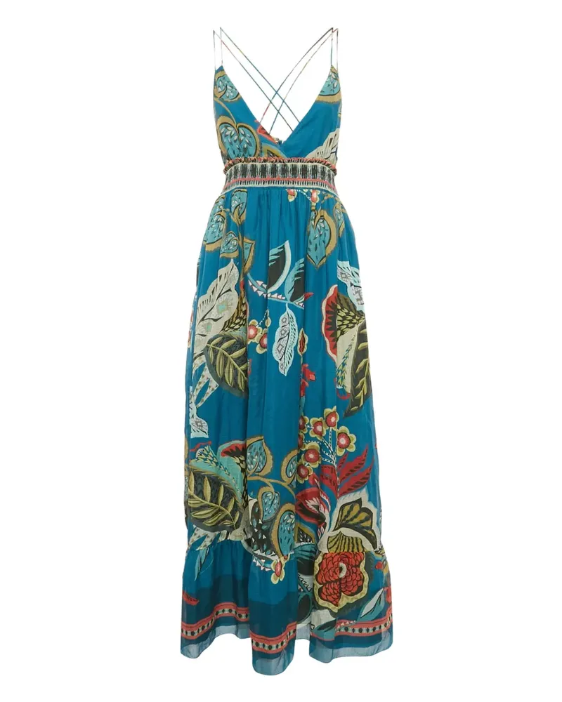 RED Valentino Midikleid mit Blumen-Print - Blau Blau