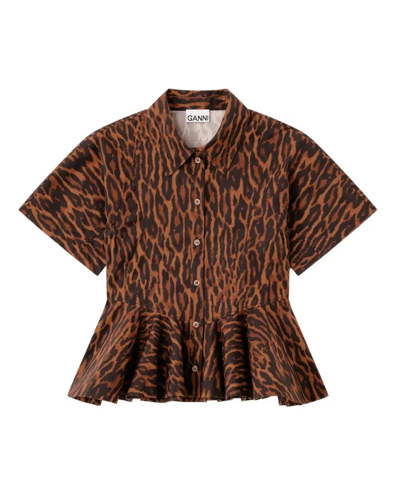 Ganni Hemd aus Baumwolle mit Leopardenprint - Braun Braun