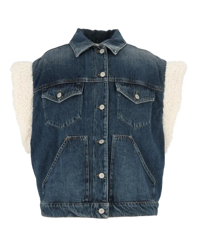 Dondup shearling-trim denim gilet - Blau Blau