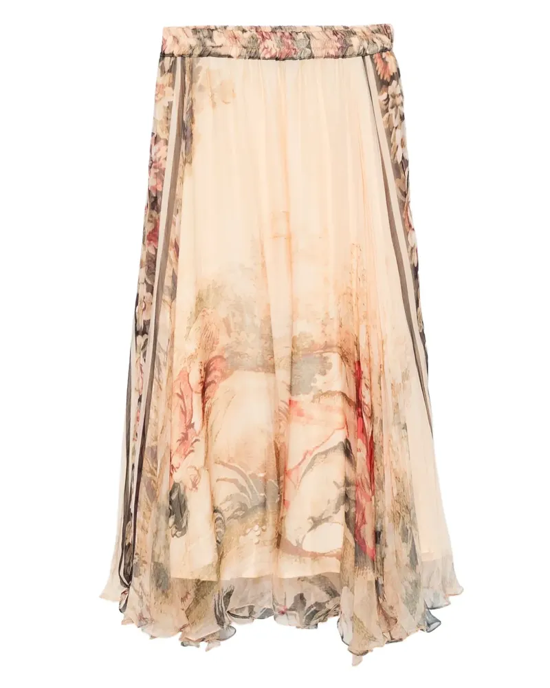 Mes Demoiselles Averly floral-print midi skirt - Nude Nude