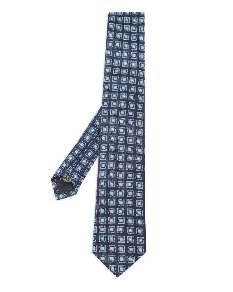 HUGO BOSS Geometrisch gemusterte Seidenkrawatte - Blau Blau