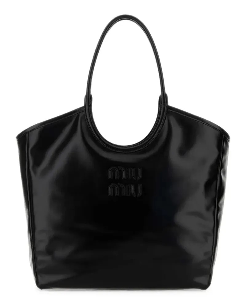 Miu Miu Ivy embossed-logo leather tote bag - Schwarz Schwarz