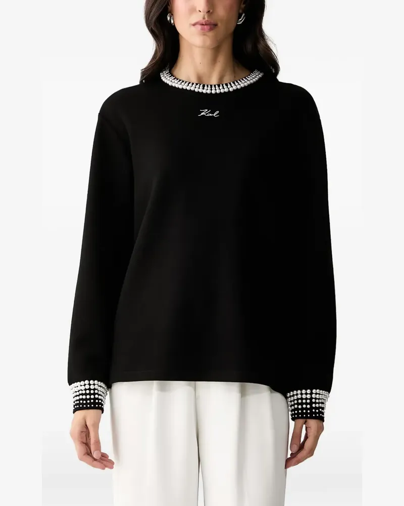Karl Lagerfeld Pullover mit Logo-Stickerei - Schwarz Schwarz