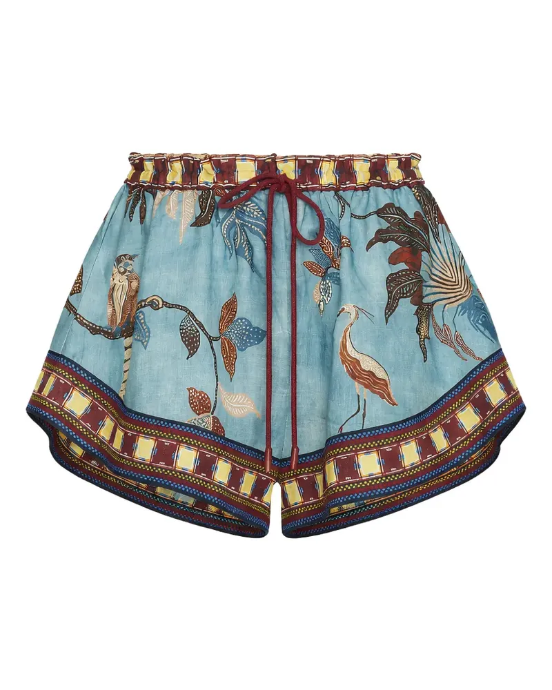 ALEMAIS drawstring-fastening bird-print shorts - Blau Blau