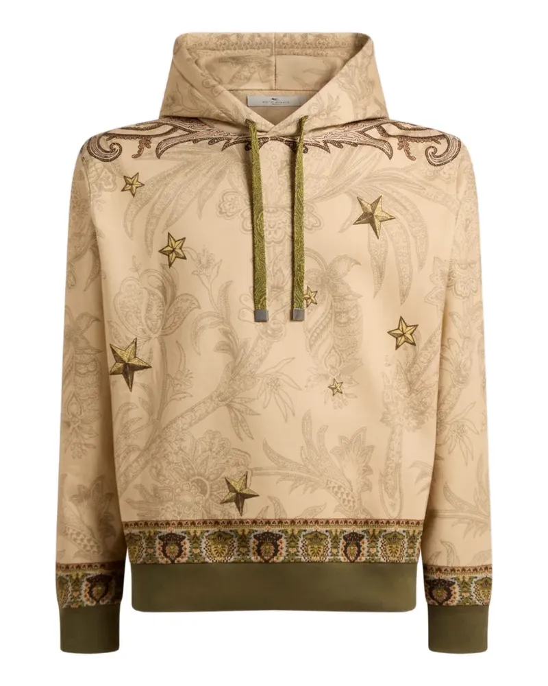Etro cotton-blend hooded sweatshirt with placed Pegaso-print - Nude Nude