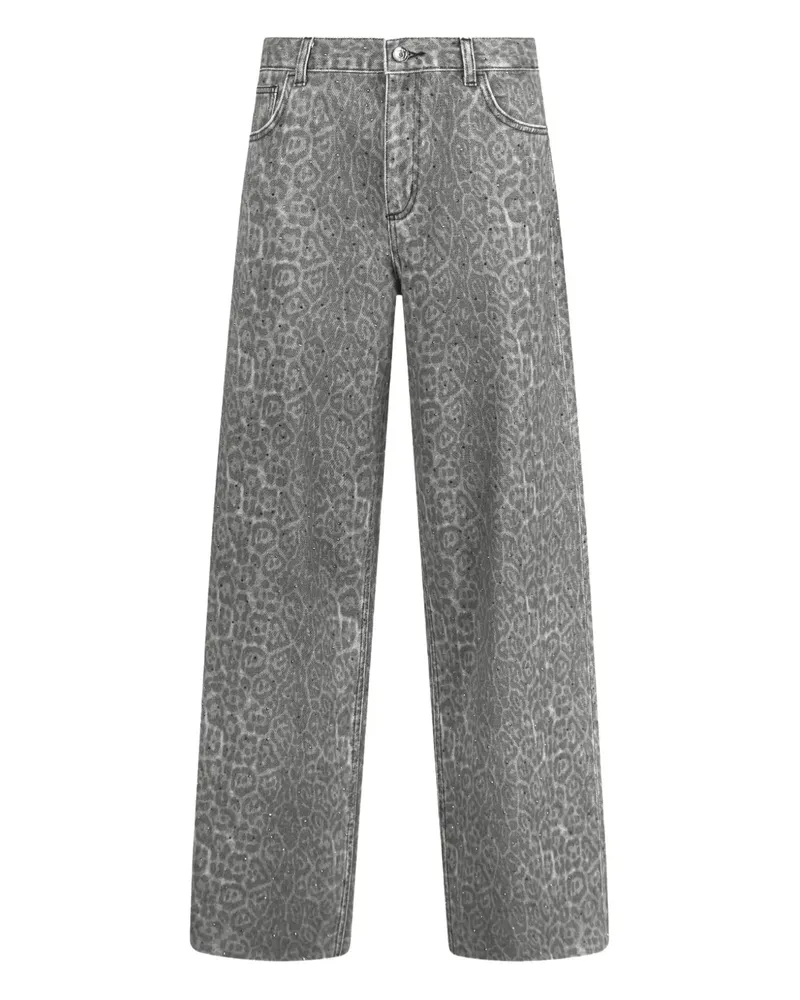 Liu Jo animal-print flared trousers - Grau Grau
