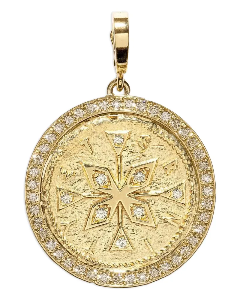 AZLEE Großer Kompass-Anhänger mit Diamanten - Gold Gold