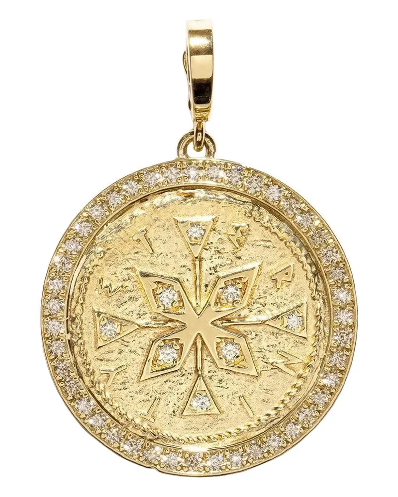 AZLEE Großer Kompass-Anhänger mit Diamanten - Gold Gold